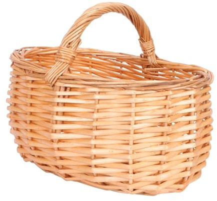 ROMISBABA Cestino Portatile in Rattan per Frutta Uova e Snack Portaoggetti Manico Cestino da Picnic per Cucina e Fotografia