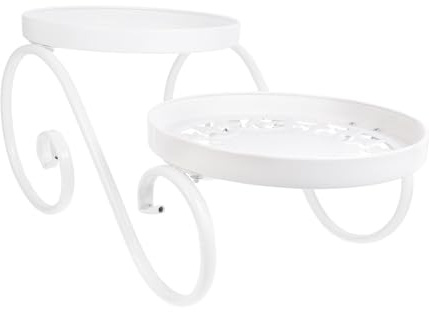 BCOATH Porta Piante in Ferro Battuto Stile Europeo Bianco Supporto per Vasi da Balcone e Interno Stabile e Compatto per Soggiorno e Ufficio