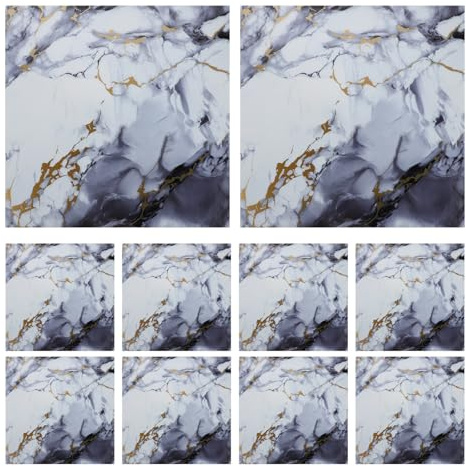 Gatuida Lot de 10 crédences autocollantes en marbre : carreaux autocollants pour murs, crédence de cuisine, panneaux en mousse PVC imperméables pour salle de bain, cuisine et salon.