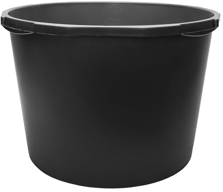 Garronda Pack de 3 Gaveta de Obra Redondo 90 L – Cubeta Plástica Resistente para Mortero y Mezclar Cemento, Depósito, Contenedor Multiusos Barreño para Construcción, Hogar y Jardín GD-0170 Negro