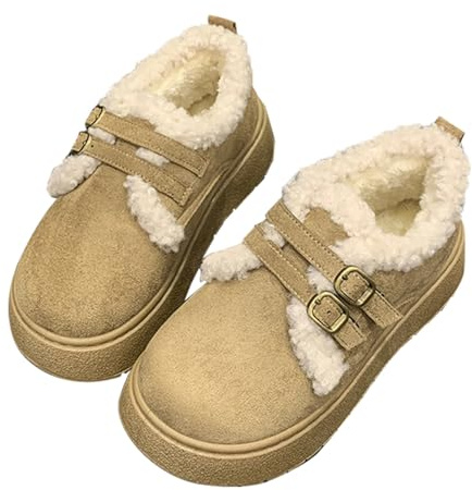 Vinterskor damer varma fodrade – snöstövlar damer päls damstövlar bekväma vinterstövlar eleganta damskor varma stövlar spänne snöskor plysch stövlar lätta skor platå vinterstövlar, kaki, 41 EU
