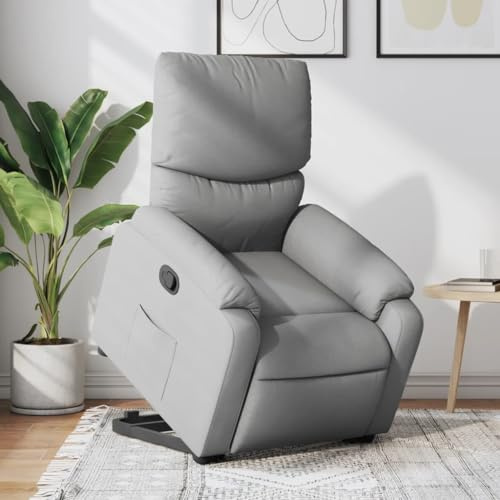 zylophax Fauteuil de relaxation avec aide au relèvement, en tissu gris clair, fauteuil TV électrique avec fonction de couchage manuelle, fauteuil rembourré pour salon et chambre à coucher, fauteuil de