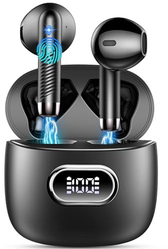 Wireless Earbuds, Bluetooth 5.4 Headphones with ENC Noise Cancelling Mic, HiFi Stereo Bass, 42H Playtime Mini Ear Buds LED Display, IP7 Waterproof, USB-C, In-Ear Wireless Earphones for Android iOS