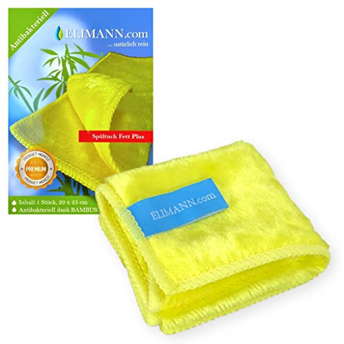ELIMANN® Spültuch Fett Plus, Spüllappen und Vorreinigungstuch mit Bambus Viskose, geruchsneutral und waschbar. Optimal für Haushalt, Garten, Auto und Bike.