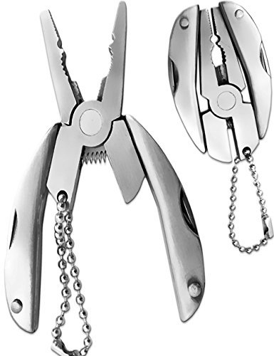 Outdoor Saxx® Portachiavi multifunzione 7 in 1, in acciaio inox, rotatore, coltello, pinza, lima, taglierina laterale