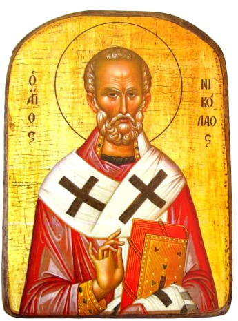IconsGr Hölzerne griechisch-christlich-orthodoxe Holz-Ikone des Heiligen Nikolaus/MP2
