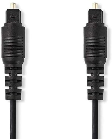 REY Cable de Fibra Óptica de 2 Metros, Audio Digital Toslink de 3 mm Conectores Bañados en Oro Aislante de Gran Grosor