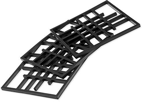 O-ishii Heatmaster+ 3er Set Topfuntersetzer Square, hitzebeständig, viereckig, 15.8 x 15.8 x 0.7 cm, schwarz | Silikonuntersetzer, Heatmaster, 15,8x15,8x0,7 cm, hitzebeständig bis 230C, für Töpfe, Pfannen, Schüsseln & Teller, Küche