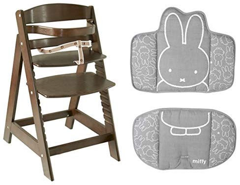 roba Treppenhochstuhl mitwachsend, Sit Up III, Babyhochstuhl, Jugendhochstuhl, Holz braun, mit Sitzverkleinerer Miffy