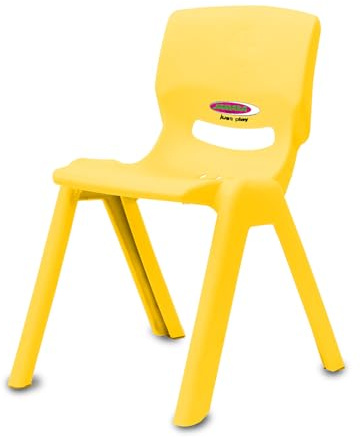 JAMARA 460580 Kinderstuhl Smiley - bis 100 KG belastbar, Kinderstuhl Indoor-/Outdoor geeignet, Schreibtischstuhl Kinder Stuhl, Kinder Gartenstuhl, Stapelbar, Kippsicher, Gelb