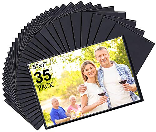 Tebik 35 Pack Magnetic Picture Frame, Holds 5 x 7 Inches Photos Pictures, Black Magnetic Photo Frames with Clear Pocket for Refrigerator,Fridge, Locker, Office Cabinet