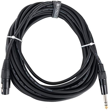 Pronomic Stage JSXF-10 XLR/Stereoklinke-Kabel 10m, Länge: 10 m | Professionelles, symmetrisches Audiokabel, Stecker: XLR female 3-pol ? 6, Mantelfarbe: Schwarz, Sauerstofffreies Kupfer
