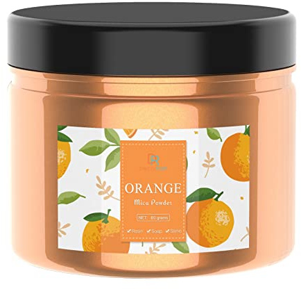 Epoxy Resin Colour Pigment - Metallic 60g / 2.1oz Orange Mica Powder for Epoxy Resin Art Colouring, Soap Making - Cosmetic Grade Resin Colour Dye for Jewelry, Slime, Painting, Make-up, Nails Art