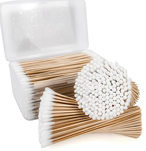 6'' Long Cotton Swabs 500PCS - Cotton Swabs With Wooden Sticks- Cleaning Swabs for Makeup, Pet Care, Gun Cleaning, Electronics, Arts and Crafts