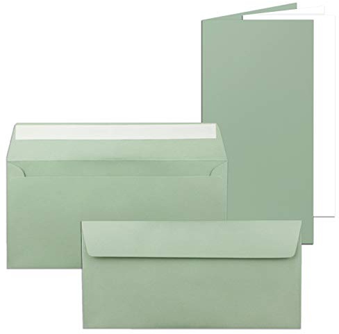 FarbenFroh by GUSTAV NEUSER 25x Faltkarten SET mit Brief-Umschlägen und Einlege-Blätter - Eukalyptus - DIN Lang - 10,5 x 21 cm