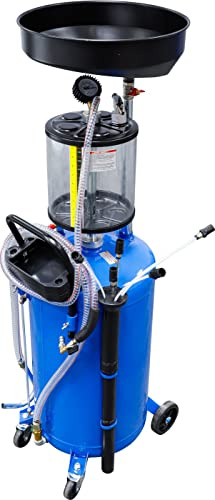 BGS 7003 | Druckluft-Öl-Absauggerät | Altöl-Aufnahmebehälter 80 l | Für Motor-, Getriebe- und Hinterachsöl | Arbeitsdruck 8 - 10 bar | Plexiglas-Zylinder 10 l | 4 Transportrollen