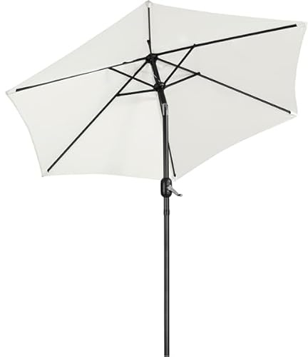 Yaheetech Parasol Sombrilla Jardín 230cm/270cm Inclinable con Manivela Parasol Terraza Exterior Piscina Patio Balcón Impermeable Protección UV 230cm Crema
