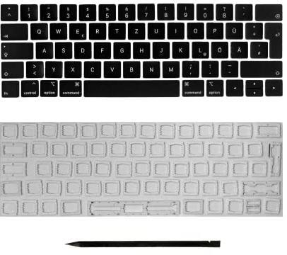 Ersättningsknappar och gångjärn för MacBook Pro 13 tum 15 tum (2018–2019) A1989 A1990 A2159 DE-layout QWERTZ