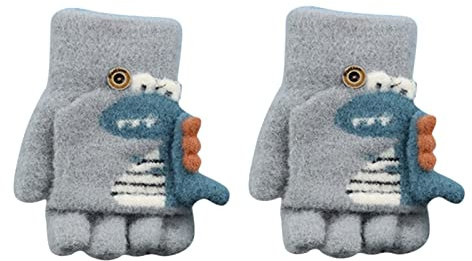 Fannyfuny Strickhandschuhe Kinder Handschuhe Junge Mädchen Halbfinger Fäustlinge Flip-Top Winterhandschuhe mit Plüschfutter Herbst Winter Fingerhandschuhe Kinderhandschuhe Weiche Warme für 1-3 Jahre