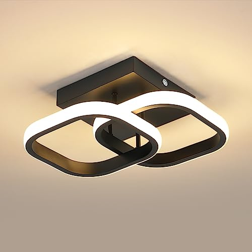 Goeco LED Deckenleuchte 22W, Moderne Deckenlampe LED Innen aus Aluminium, 3000K Warmweißes Licht Lampen Deckenleuchtung Quadratische innen für Korridor, Flur Eingang Gang, Balkon, Schwarz