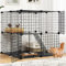 YITAHOME Katzenkäfig für drinnen und draußen, DIY-Katzengehege mit 2 Türen, 1 Leiter, Katzenlaufstall aus Metall, 2-stöckige Haustierkäfig für Katzen, Hasen, Chinchillas, Schwarz, 71 x 71 x 71 cm