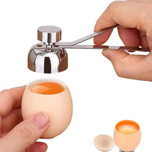 Abridor de conchas, abridor de huevos, cáscara de huevo de acero inoxidable, cortador de galletas de huevos de mano, separador de huevos para huevos duros y suaves