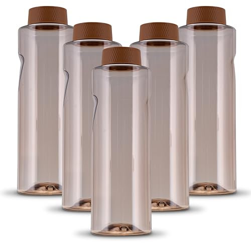 LGL 5er Set Kavodrink Premium Trinkflaschen 800 ml – BPA-frei, robust & spülmaschinenfest – Braune Wasserflaschen für Sport, Fitness & Alltag – Auslaufsicher & langlebig