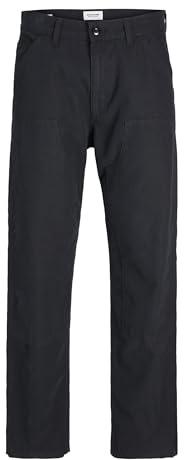 JACK & JONES arbetsbyxor för män, lös passform, arbetsbyxor, svart, 31W / 34L