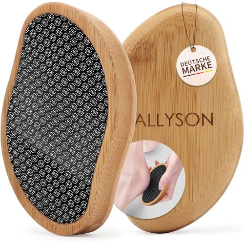 Allyson® Hornhautentferner mit [100% Anti-Hornhaut Effekt] - Effektives Nano Glas Hornhaut Entfernen Fuß - Bambus Bimsstein Fußpflege für schöne Füße & Professionelle Hornhautpfeile Pediküre (Beige)
