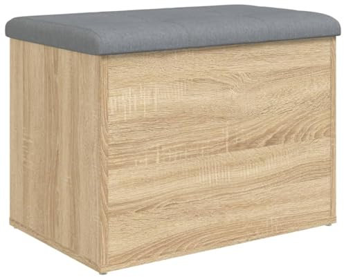 vidaXL Banco con Almacenaje, Almacenamiento para Juguetes Cojines, Banco para Zapatos, Asiento para Pasillo Salón, Madera de Ingeniería Roble Sonoma