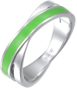 Elli Ring Damen Wickel Modern mit Emaille Weiß aus 925 Sterling Silber