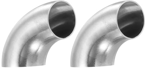 PATIKIL 1-1/2 Zoll OD 304 Edelstahlrohrbogen, 2er Pack 90 Grad Winkelrohrfitting Biegen Schweißen Schweißverbindung für Treppengeländer