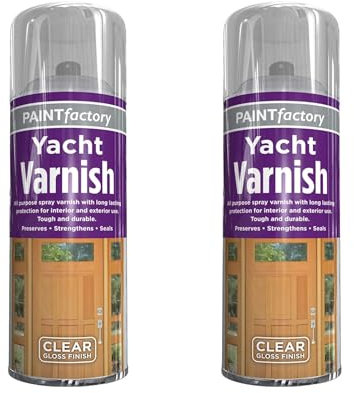 YSAMAX 400ML All Purpose Yacht Varnish Spray, Professional Gloss Finish, Adhesion Excellent Coverage, Interior and Exterior Application, Quick Spraying Operation, (2PCS)