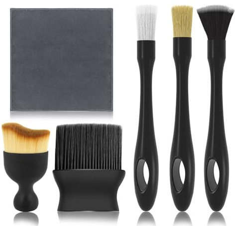 Auto Reinigungspinsel, 6 Stück Auto Innenraum Bürste Set Auto Detailing Pinsel Autopflege Reinigungsbürsten Stauber Weiche Borsten mit Shiny Bath Trockentuch für Büro Zuhause