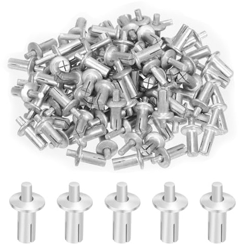 Swpeet Juego de 100 remaches de núcleo de aluminio M5 de 11 mm con cabeza media redonda, remaches de expansión tipo golpe para dispositivos mecánicos domésticos