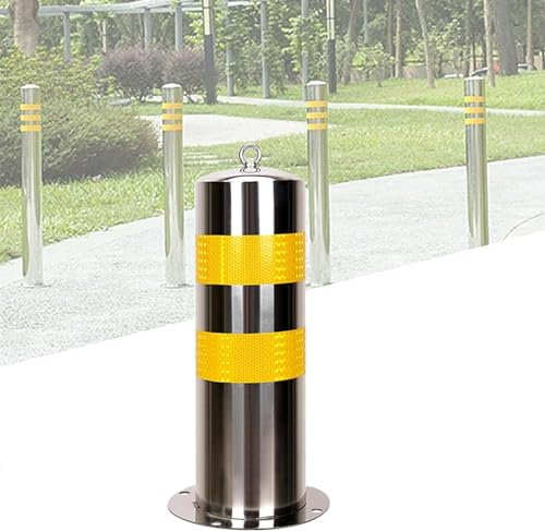 HSTBLEOO FEITJMMW Sicherheitspollerpfostenrohr-Parksperrenblock, Sicherheitsverkehrssperren for Garagenplatz-Bushaltestelle mit 4 Befestigungslöchern und 4 Befestigungslöchern Schrauben – Edelstahl –