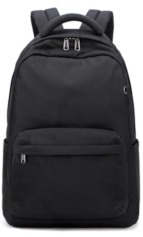Acmebon Mädchen Klassische Schule Rucksack Solid Farbe Buch Tasche für Teenager Casual Daypack Schwarz