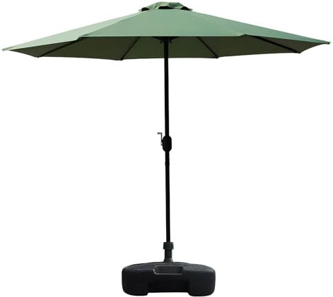PQPQLI Balkonschirm Ø 200/270cm, Uv-Beständig Outdoor Sonnenschirm, Gartenschirm Terrassenschirm Marktschirm, Mit Handkurbel Und Wassergefüllter Basis, Wasserdicht(Green,200cm)