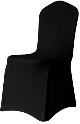 Trimming Shop Wedding Chair Covers Spandex Stretch Fabric, Black, 100 Pack | Washable & Removable Slipcovers Universal Fit Protective Dining Chair Cover for Banquets Ceremony, Hotel & Dining Room