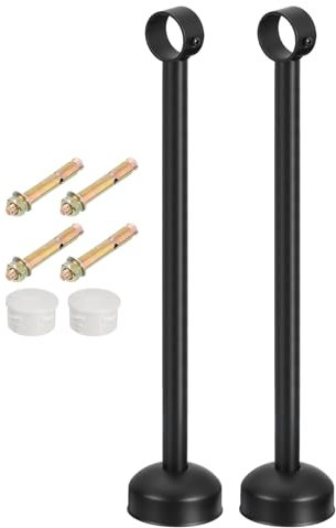 QUARKZMAN 2 Set Supporto Bastone Tenda Soffitto, Adatto a Tubo 32mm/1.26 Lunghezza 400mm/15.75 Ganci Asta Bastoni per Tende Acciaio Inossidabile per Pareti Armadio Tubo Asta Tenda, Nero