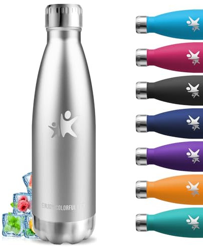 Botella Agua Acero Inoxidable, 750ml Botella Termica, sin BPA, Garrafa Termica, A Prueba de Fugas, Cantimplora Acero Inoxidable, Aislamiento al Vacío, Cantimplora para Escuela, Cafetería, Oficina