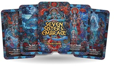Ibiza Tarot Seven Sisters’ Embrace Oracle: Connect with The Celestial Wisdom of The Seven Sisters with This 22-Card Deck, Guiding You on a Journey of Self-Love and Spiritual Growth.