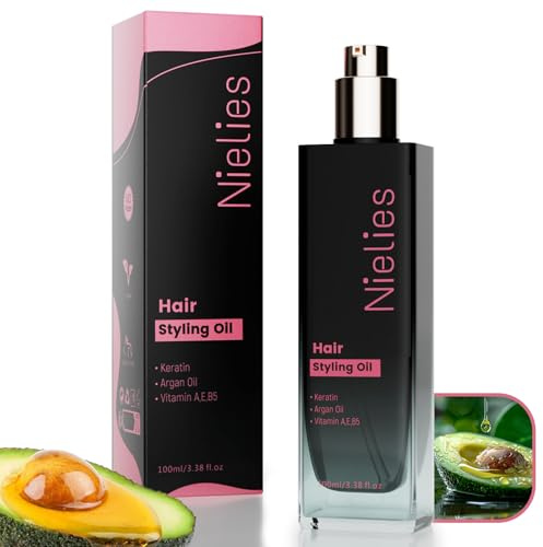 Siero per capelli crespi e danneggiati, trattamento per capelli alla cheratina per capelli secchi, siero per capelli anti-crespo senza risciacquo con vitamine A, C, E e B5