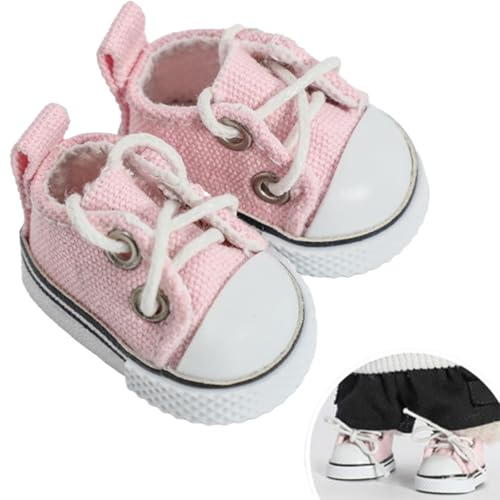 Scarpe per bambole, accessori per bambole da 17 cm, vestiti da bambola, abbigliamento per bambole, scarpe in tela rosa, per mostre di bambole e progetti fai da te, regali per gli amanti delle bambole