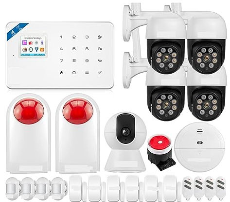 Sistema di sicurezza domestica Di Allarme Intelligente Allarme GSM For Supporto Domestico Tuya Sensore Di Movimento Intelligente Sensore Porta Rilevatore Sirena Sicurezza(KIT 4)