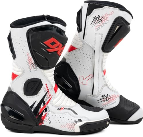 MOTOBLOUZ Bottes Moto VENGER White/red Certification CE