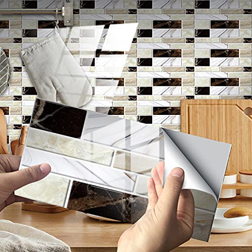 Piastrelle autoadesive 3D blu e grigie, 24 pezzi, per cucina, bagno, pavimenti, scale e superfici in legno, facili da staccare e attaccare, decorazione