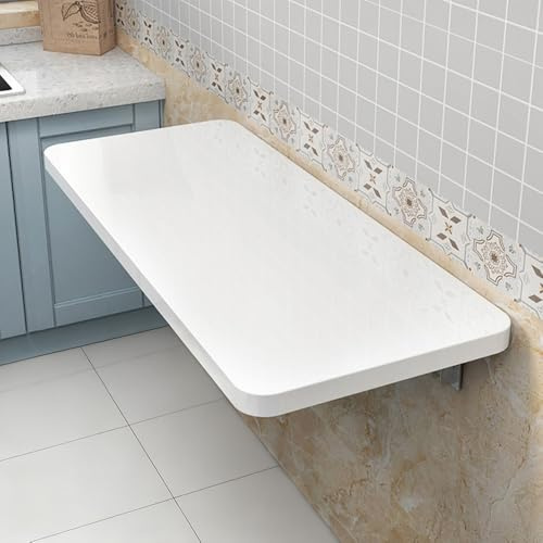 Genérico Mesa Plegable De Pared, Tablero De Mesa con Tapa De Trabajo, Mesas Montada En La Pared De Cocina, Escritorio Flotante Plegable De Ordenador(White,50x20cm/20x8in)