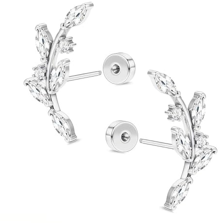 VelvetGlow 925 Sterling Silver Flat Back Stud Earrings for Women Hypoallergenic | 14K Gold Plated Cartilage Earrings for Sensitive Ears | Small CZ Helix Conch Tragus Piercing Jewelry 20G