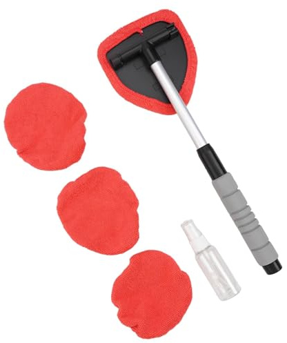 FACAIIO Kit lavavetri per auto con manico estensibile e testa girevole a 180° per pulire i vetri interni ed esterni, include flacone spray e 3 panni in microfibra